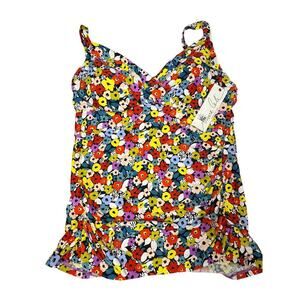 Women’s tankini top multicolored with flowers NWT size 34C/36B